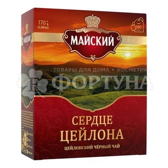 Чай Майский 100 пакетов Сердце Цейлона черный