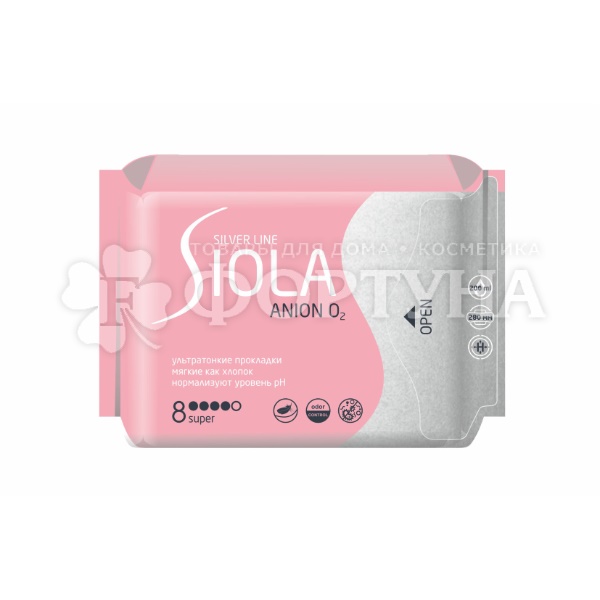 Прокладки SIOLA 8 шт Silver Line с анионом super критические