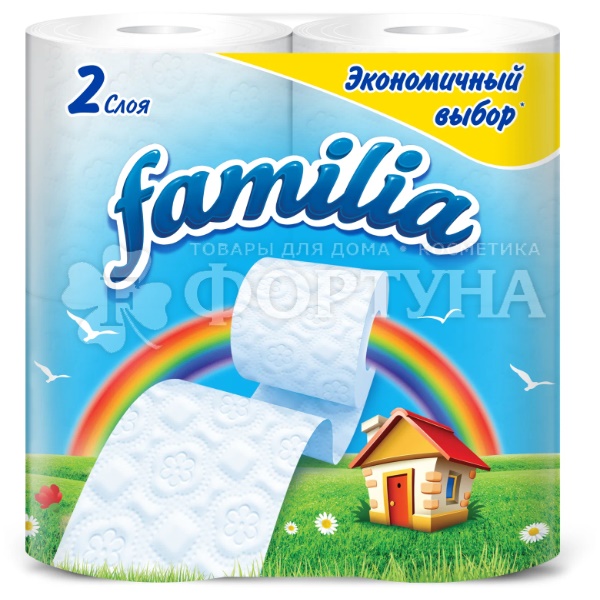 Туалетная бумага Familia 4 шт Радуга 2х-слойная