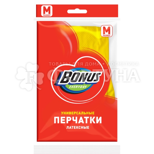 Перчатки BONUS 1 пара латексные универсальные размер М