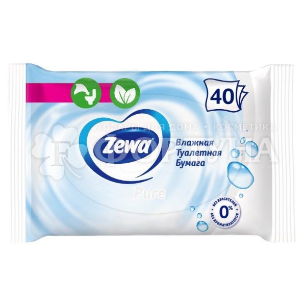 Туалетная бумага Zewa 40 шт Pure влажная