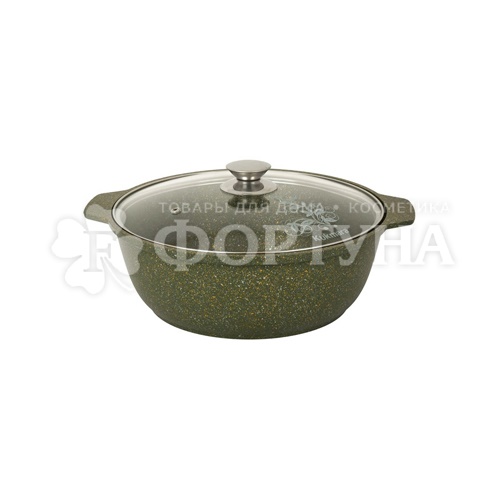 Кастрюля-жаровня Kukmara 3 л со стеклянной крышкой malachite