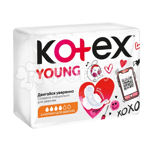 Прокладки Kotex Young Normal 8 шт для девочек критические