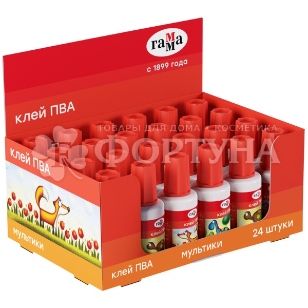 Клей ПВА Гамма 20 мл Мультики с кисточкой