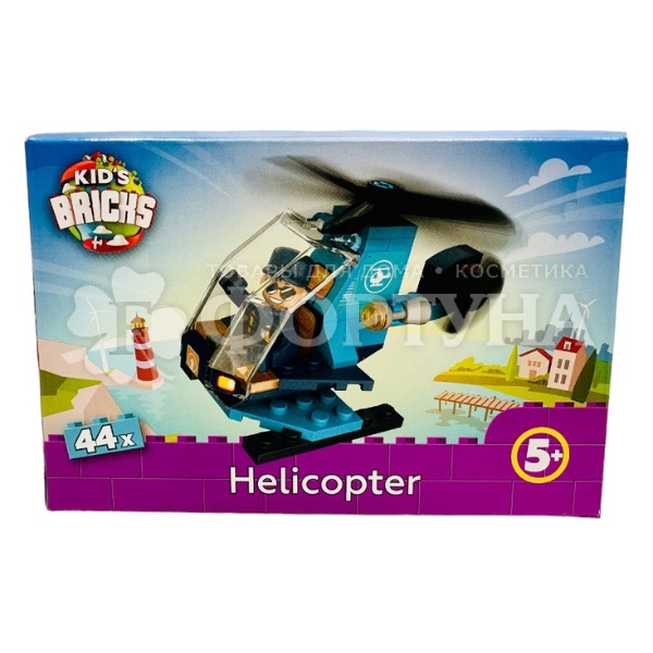 Конструктор 44 детали Kids Brick's Вертолет