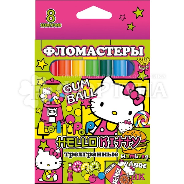 Фломастеры Hello Kitty 8 цветов треуг. европодвес