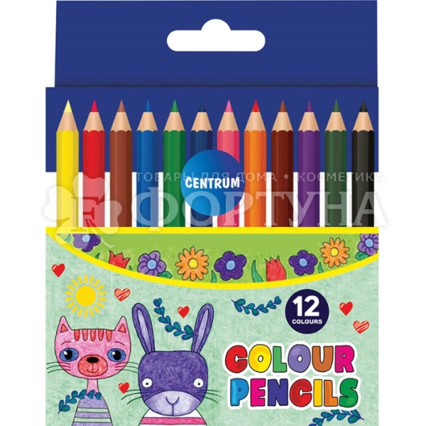 Карандаши цветные Centrum 12 цв. дерев. европодвес