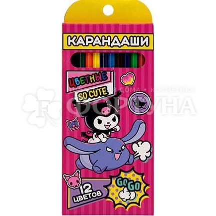 Карандаши цветные Kuromi 12 цв. пласт. шестигран. европодв.