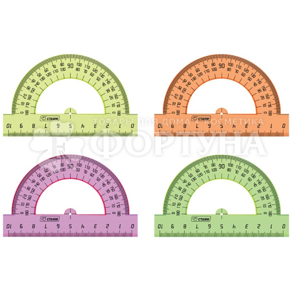 Транспортир Стамм 10 см прозрачный