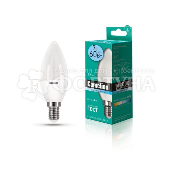 Лампа Camelion Basic светодиодная C35 E14 7Вт 220В