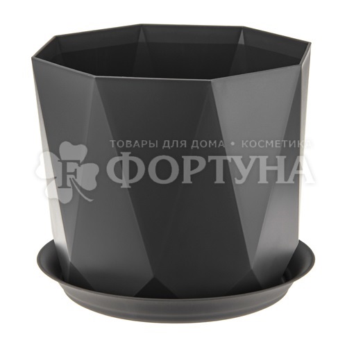 Кашпо 2,6 л ПРИЗМА с поддоном графитовый