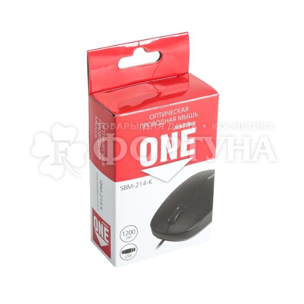 Мышь Smartbuy ONE 214-K проводная, оптическая 1200 dpi USB черная