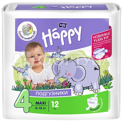 Подгузники Bella Baby Happy 12 шт 4 (8-18кг)