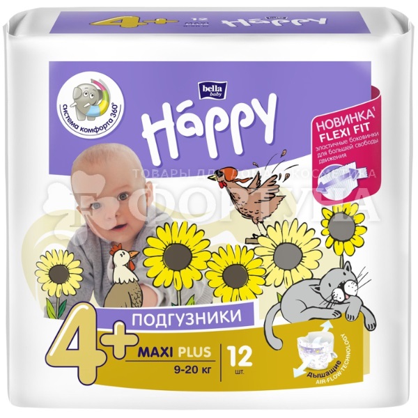 Подгузники Bella Baby Happy 12 шт 4+ (9-20кг)
