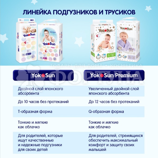 Подгузники Yokosun 54 шт L (9-13кг)
