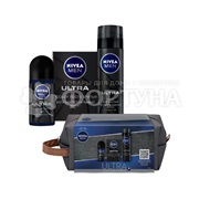 Набор Nivea Ультра в косметичке мужской (пена для бритья + лосьон после бритья + дезодорант)