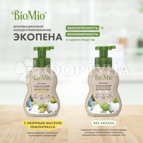 Моющее средство для посуды BioMio 350 мл Лемонграсс Активная пена