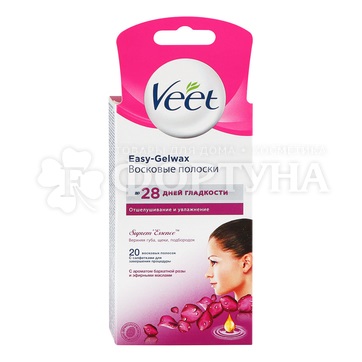 Восковые полоски Veet 20 шт Роза и эфирные масла