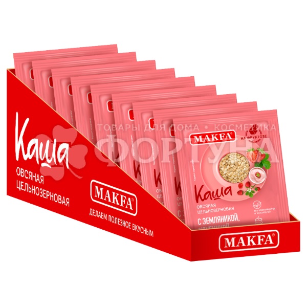 Каша быстрого приготовления MAKFA 40 г с земляникой, клубникой и йогуртом