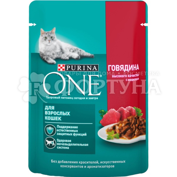 Корм для животных Purina ONE 75 г с говядиной и морковью