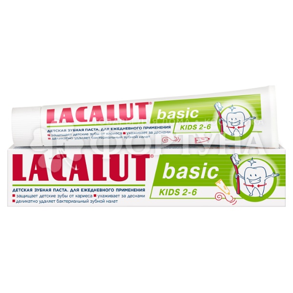 Зубная паста Lacalut 60 г Basic kids от 2 до 6 лет