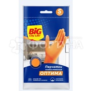 Перчатки BIG CITY 1 пара Оптима оранжевые латексные размер S