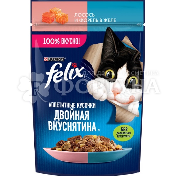Корм для животных Felix 75 г с лососем и форелью в желе