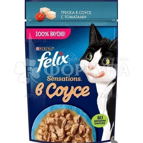 Корм для животных Felix 75 г с треской и томатами