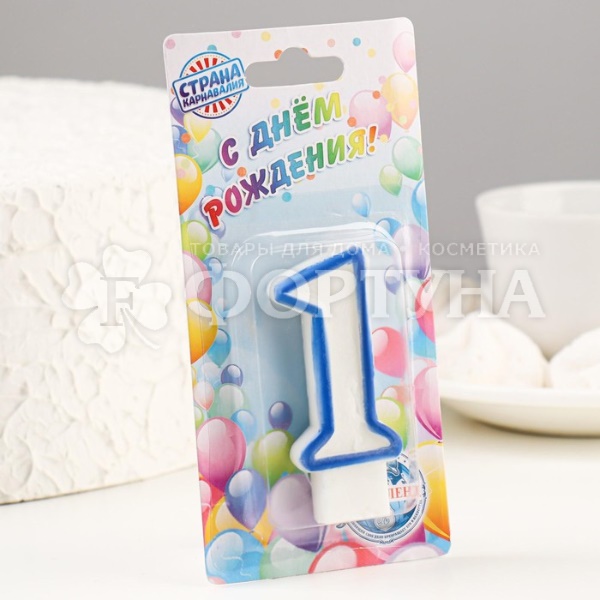 Свеча для торта цифра ''1'' Микс