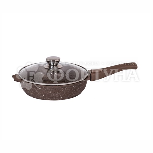 Сковорода 24 см Гранит brown со съемной ручкой и крышкой
