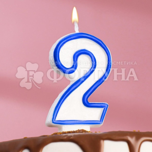 Свеча для торта цифра ''2'' Микс