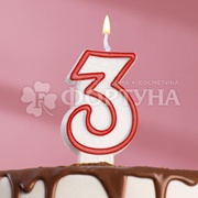 Свеча для торта цифра ''3'' Микс
