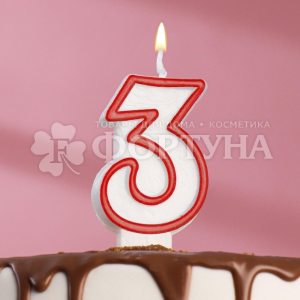 Свеча для торта цифра ''3'' Микс