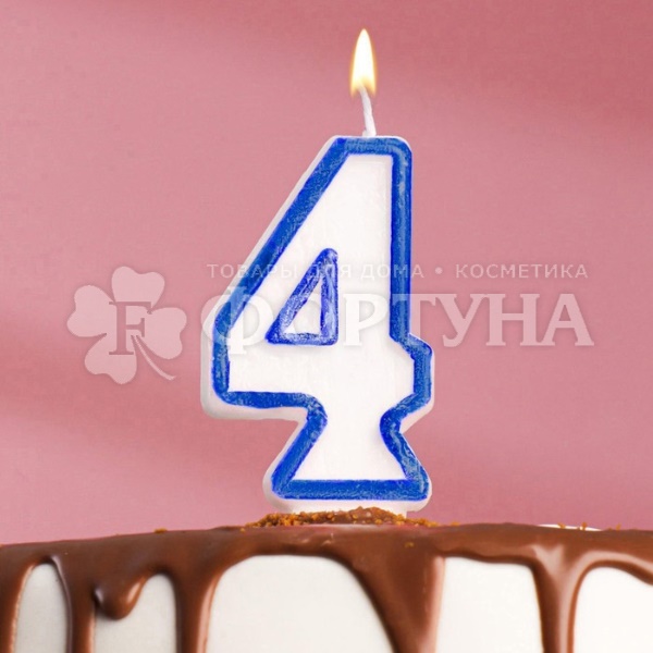 Свеча для торта цифра ''4'' Микс