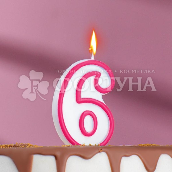 Свеча для торта цифра ''6'' Микс