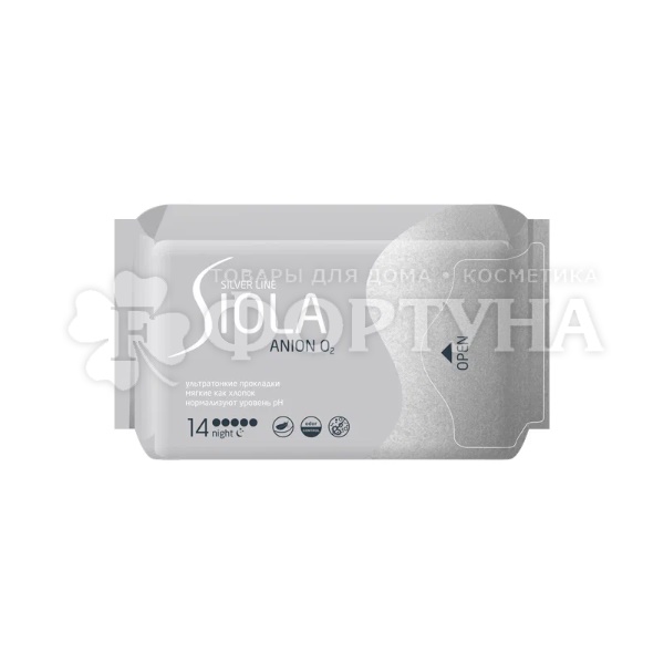 Прокладки SIOLA 14 шт Silver Line с анионом night дуо критические