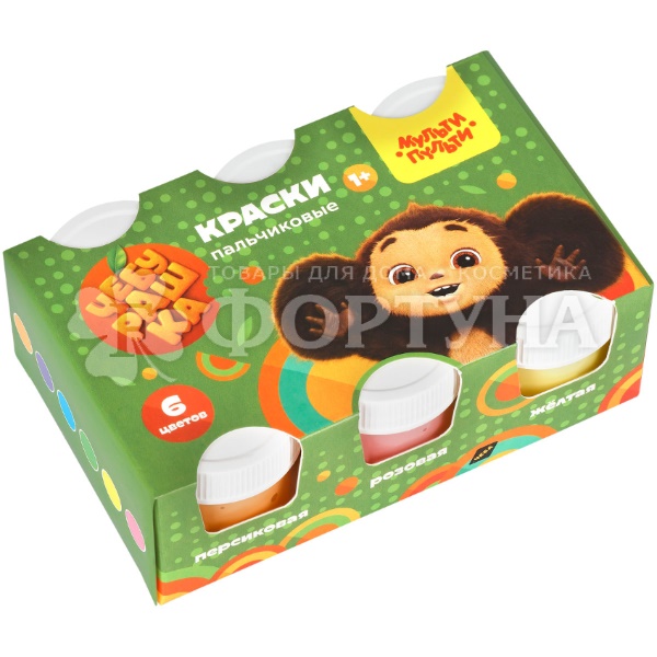 Краски Мульти-Пульти пальчиковые Чебурашка 6 цветов