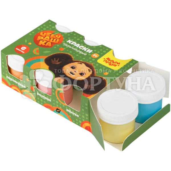 Краски Мульти-Пульти пальчиковые Чебурашка 6 цветов