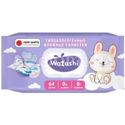 Салфетки влажные Watashi 64 шт Детские 0+