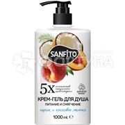 Крем-гель для душа SANFITO 1000 мл Персик и кокосовое молочко