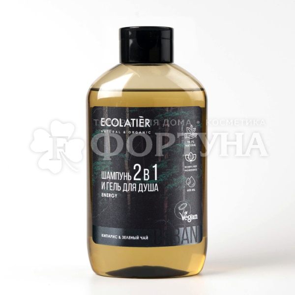 Шампунь-гель для душа EcoLatier 600 мл Мужской 2в1 Кипарис&Зеленый чай