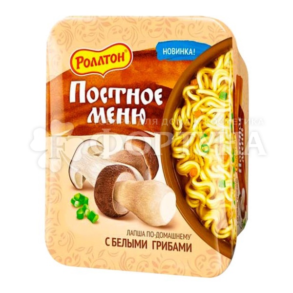Лапша быстрого приготовления Роллтон 90 г со вкусом белых грибов, постная