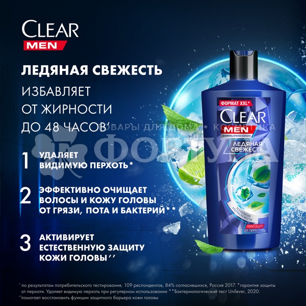 Шампунь Clear Men 650 мл Ледяная Свежесть с Ментолом
