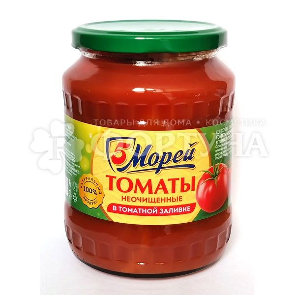 Томаты 5Морей 680 г неочищен. в томатной заливке ст/б