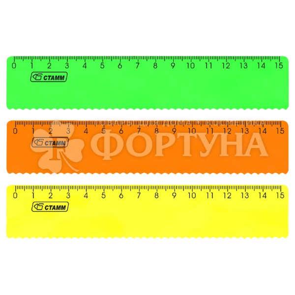 Линейка Стамм 15 см Пластиковая ,с волнистым краем