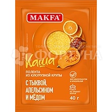 Каша быстрого приготовления Макфа 40 г полента из кукрузной крупы Тыква, апельсин и мед