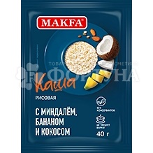 Каша быстрого приготовления Макфа 40 г рисовая Миндаль, банан, кокос