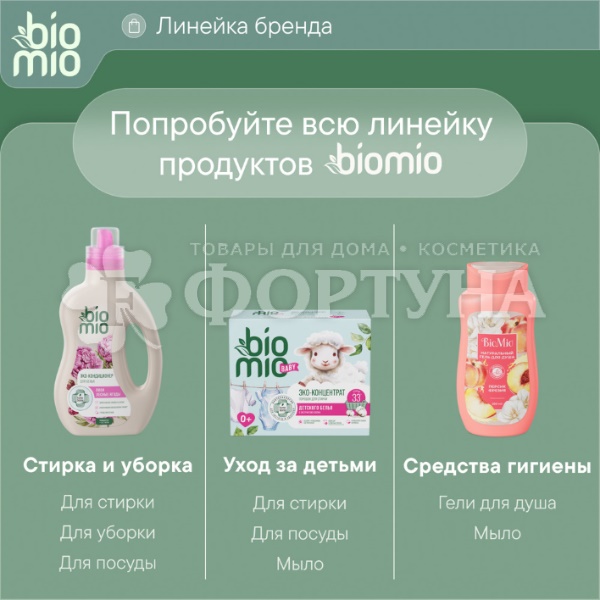 Стиральный порошок BioMio 1000 г  Для белого белья с кислородным отбеливателем