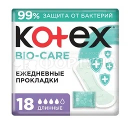 Прокладки Kotex Bio Care 18 шт Длинные ежедневные