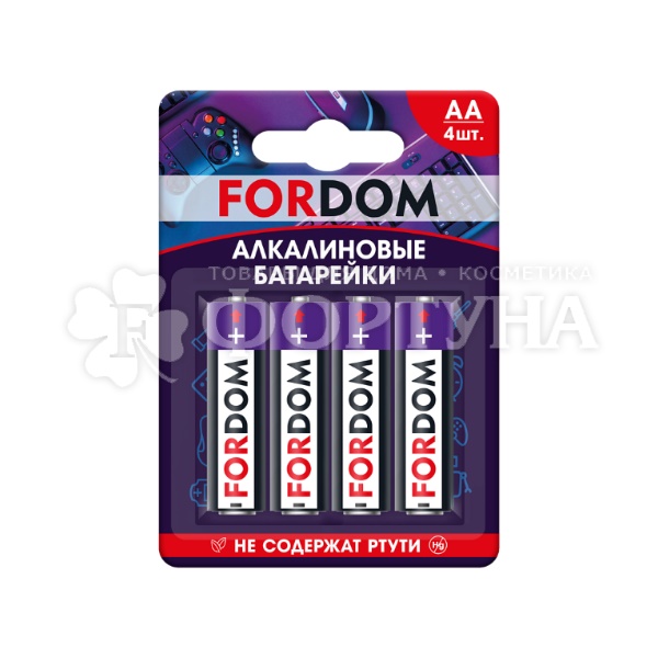 Батарейка FORDOM 4 шт AA/LR6
